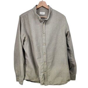 KOTN Button-Up Long Sleeve Shirt Beige‎ Cotton Blend Casual Mens Size XL